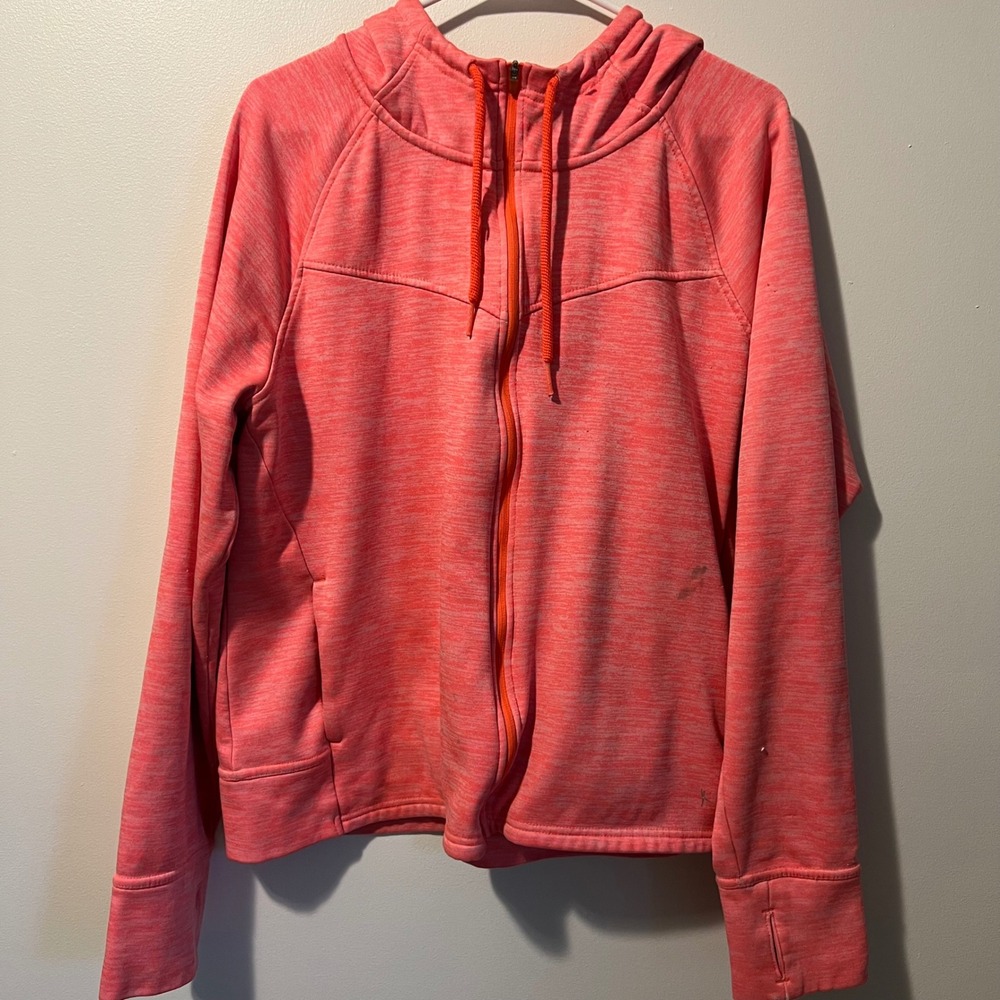 Danskin Now Womens XXL Orange Luster Full Zip Space Dye Fleece Hoodie DNL17305
